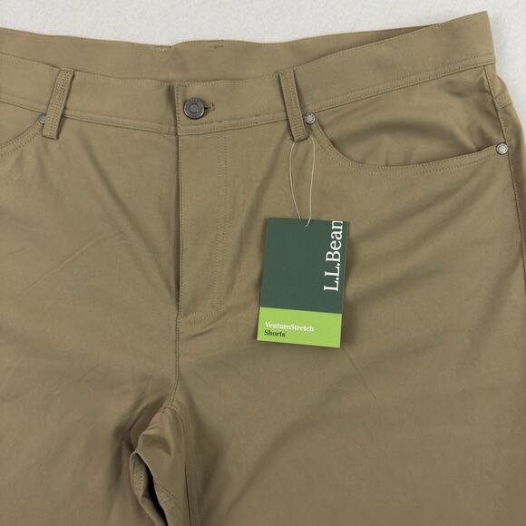 LL Bean Mens Venture Stretch Shorts 42W 10" Beige 5-Pocket Nylon Hiking New - Picture 8 of 12